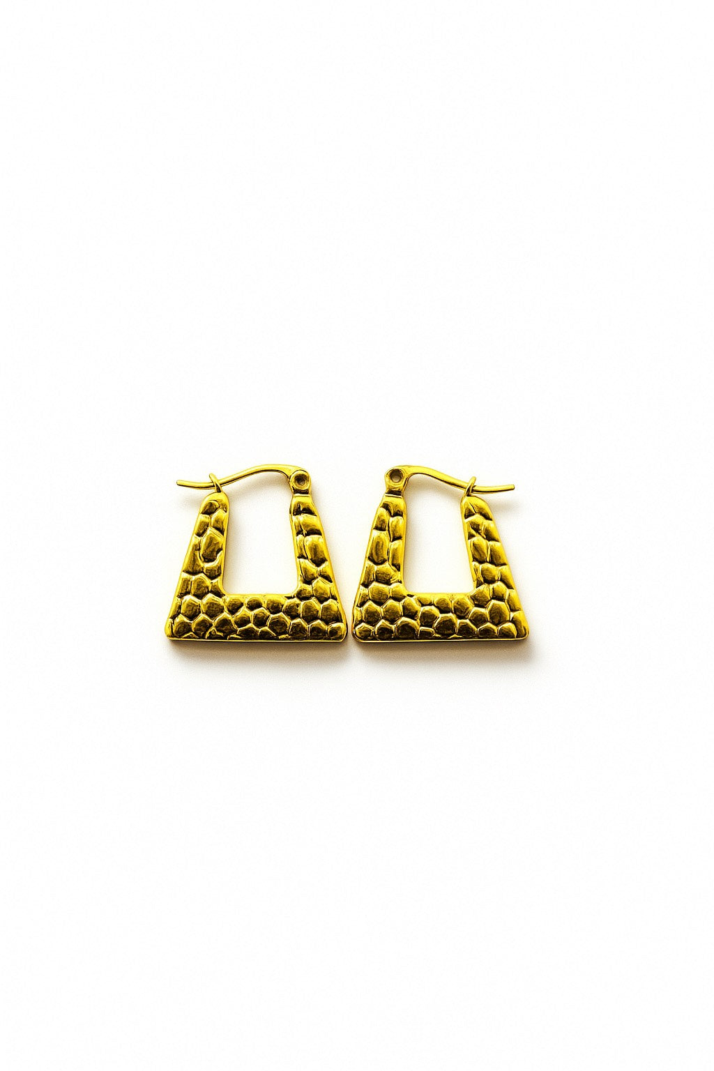 HexaTextured Geometric Hoop Earrings – Gold Plated