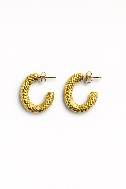 Textured Gold Hoop Earrings – Bold, Lightweight & Anti-Tarnish