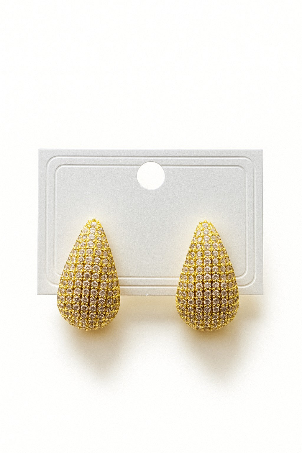 Gold Pave Teardrop Earrings – Bold, Glimmering & Luxe Shine