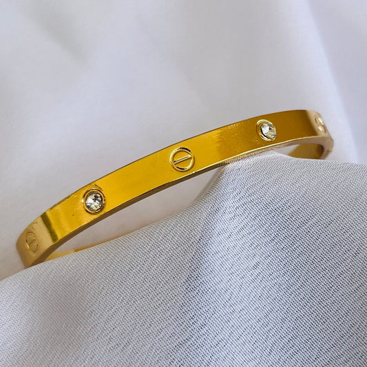 Premium Gold Plated Bangle | Crystal Studded Screw Design