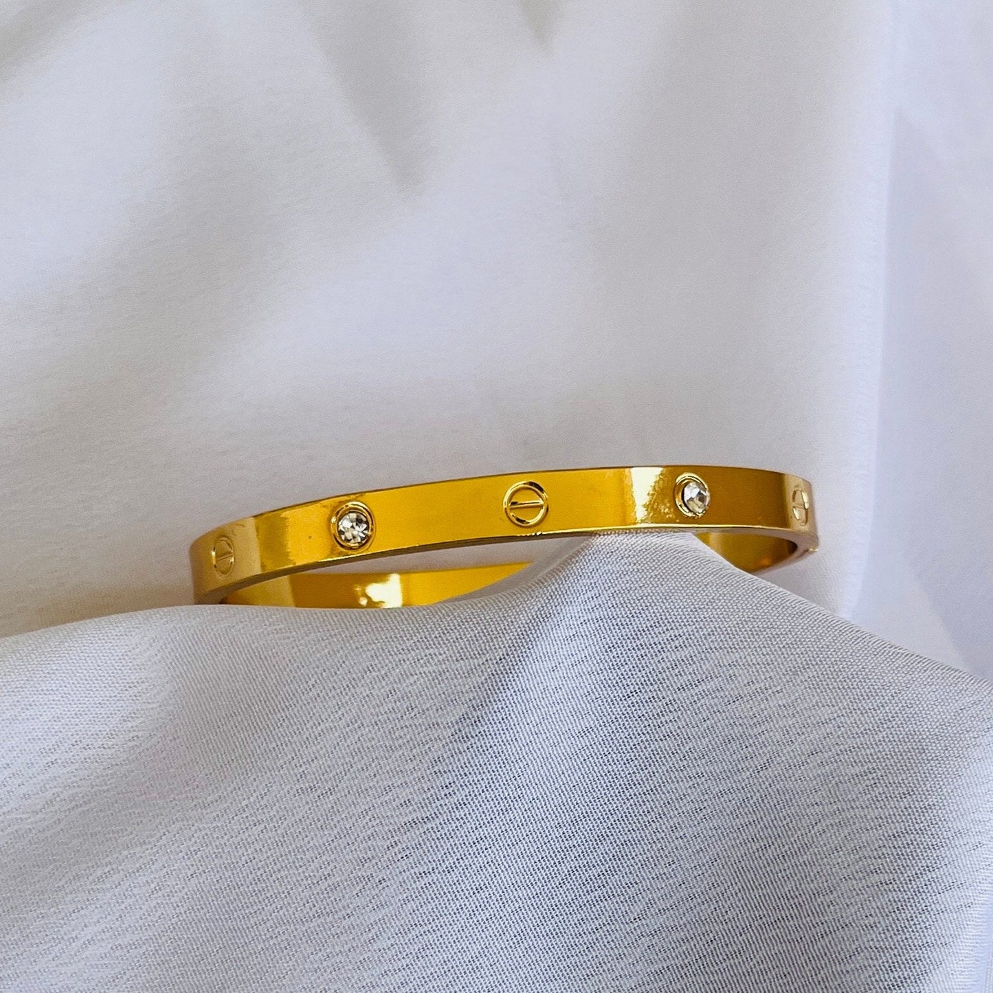 Premium Gold Plated Bangle | Crystal Studded Screw Design